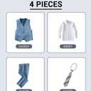 Boys' Formal Suit Set Slim Fit Kids Formal Suits Toddler Tuxedo Wedding Prom Classic Outfit for Teen (Blue, S)