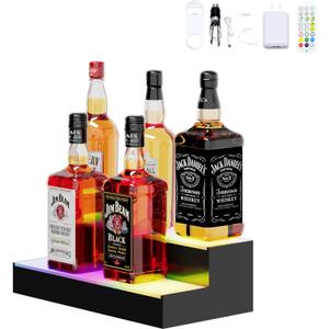 Dethan 2 Tier 15 Inch Liquor Bottle Display Shelf - Wine Racks with Multi-Color, Acrylic Bar Shelves for Commercial Clubs