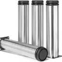 10 Inch Metal Furniture Legs Stainless Steel Adjustable Legs Silver Metal Legs Round Cabinet Legs for Coffee Table Cabinet Desk Sofa Shelves, Pack of 4