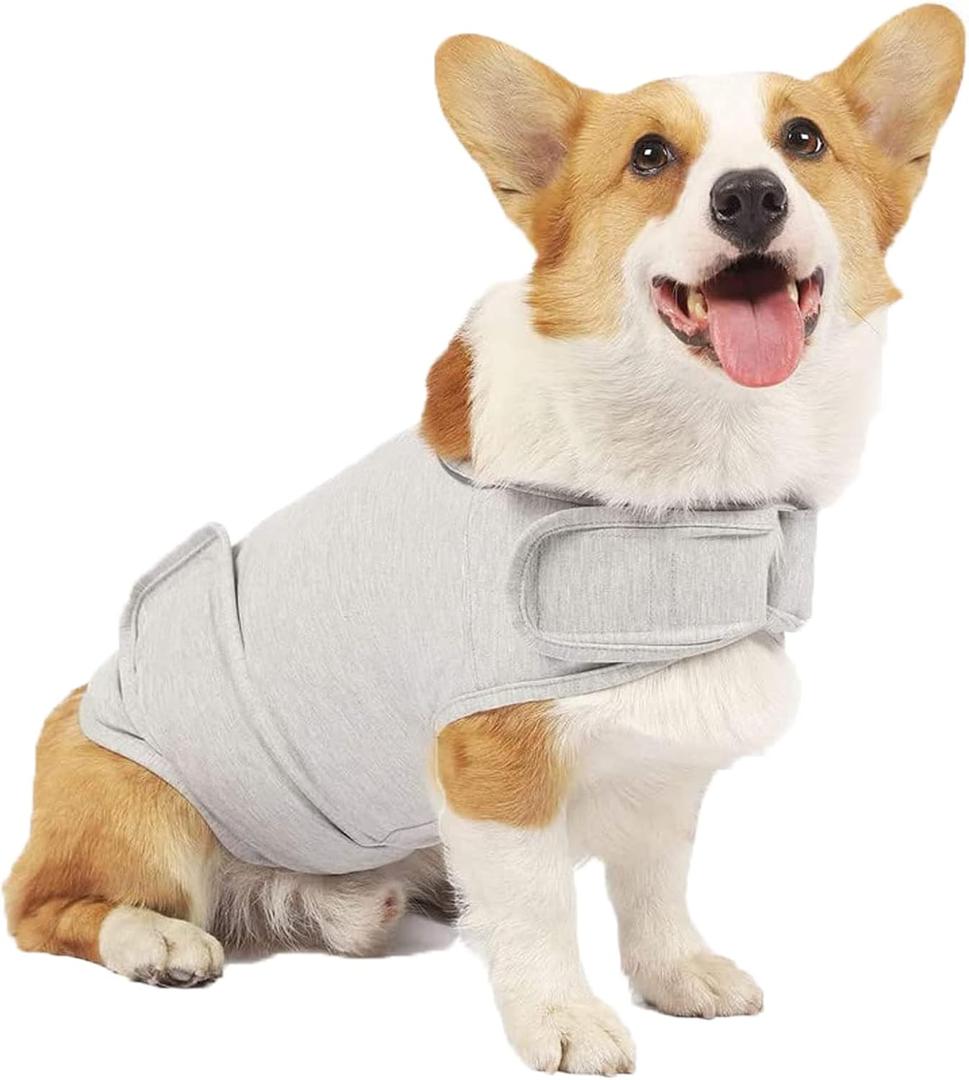 Dog Anxiety Jacket, Skin-Friendly Calming Shirt for Dogs- Dog Coat for Thunder, Fireworks and Separation - Keep Pet Calm Without Medicine & Training, Anti Anxiety Vest for Dogs (Light Grey, L)