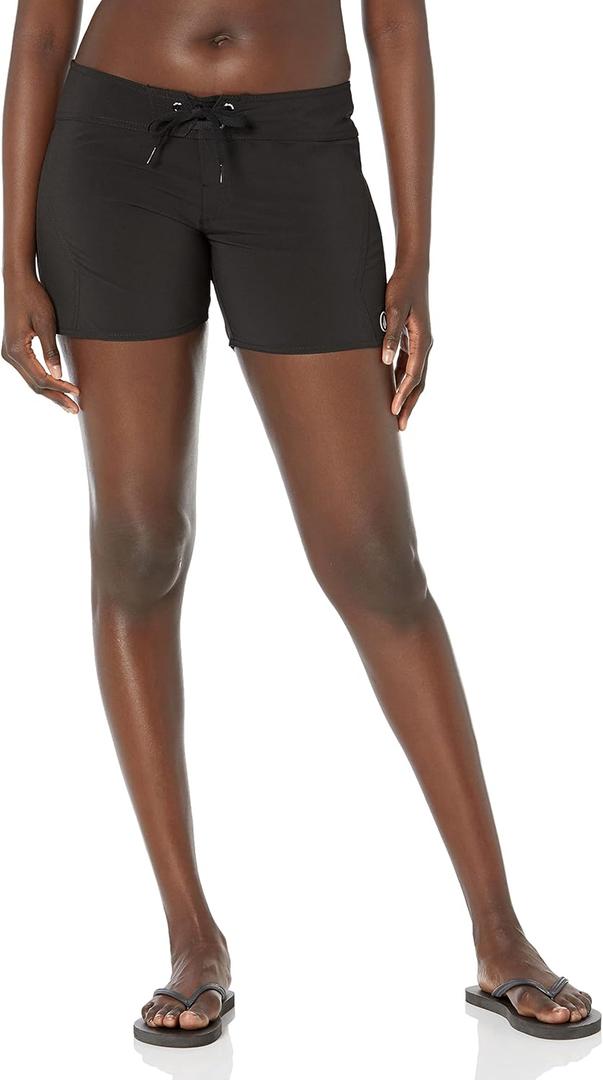 Volcom Women's Simply Solid 5-Inch Swim Surf Boardshort (Black)