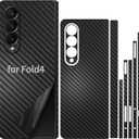 for Samsung Galaxy Z Fold 4 Phone Sticker Skin Wrap Carbon Fiber 3M Vinyl Ultra Thin Slim Ultralight Decal Glass Protector Film Protective for Back Side Borders Camera