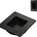 HOMOTEK 2-3/4 Inch Square Recessed Sliding Closet Door Finger Pulls, Inner Dia 2-1/8 Inch(54mm) Stainless Steel Flush Handles for Pocket, Bypass Door, Barn Drawer Pulls (Black, 2 Pack)