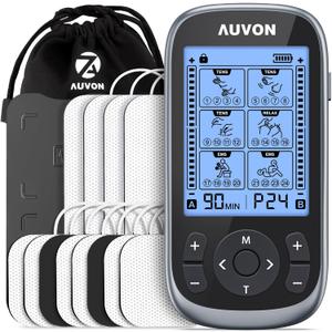 AUVON 3-in-1 TENS Unit Muscle Stimulator, 40 Levels for Gradual Pain Relief
EMS Massage Machine, Drug-Free for Shoulder, Sciatica, Back Pain Relief, 24 Modes Electronic Pulse Massager, 12 TENS Pads