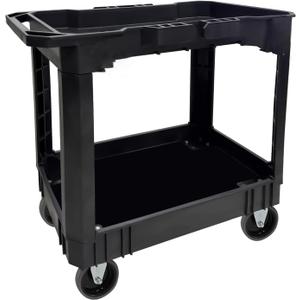 AAIN Work Carts with Wheels, 500 LBS Capacity. 34 x 17 Inch Plastic Tool cart. Utility Service Cart with 2 Fixed 2 Swivel Wheels, Ergonomic Handle Great for Warehouse/Garage/Garden/Hotel