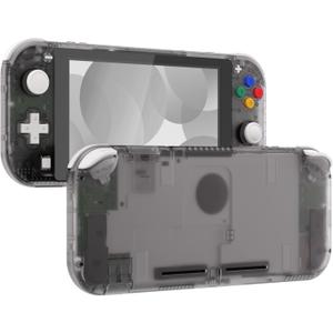 eXtremeRate Clear Black DIY Replacement Shell for Nintendo Switch Lite, NSL Handheld Controller Housing with Screen Protector, Custom Case Cover for Nintendo Switch Lite