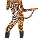 Morph Tiger Costume for Women, Animal Print Full Bodysuit Jumpsuit, Tiger Romper Catsuit for Halloween Party, Shoes Not Included, Large 