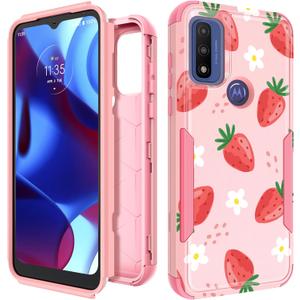 for Motorola Moto G Pure/G Power 2022 Case/G Play 2023 Case,Women Girls Cute Strawberry Style Heavy Duty Military Grade Protctive Shockproof G Pure/G Power 2022/G Play 2023 Hard Phone Cases
