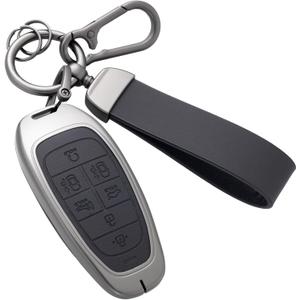 Key Fob Cover with Heavy-duty Keychain for Sonata Santa fe Tucson (Black)