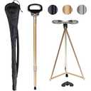 ALEVMOOM Walking Cane with Seat Folding Lightweight, 2-in-1 Cane Stool for Adults, Aluminum Walking Stick with Seat, Portable Stool for Senior, with Carry Bag (Adjustable Height-Black)