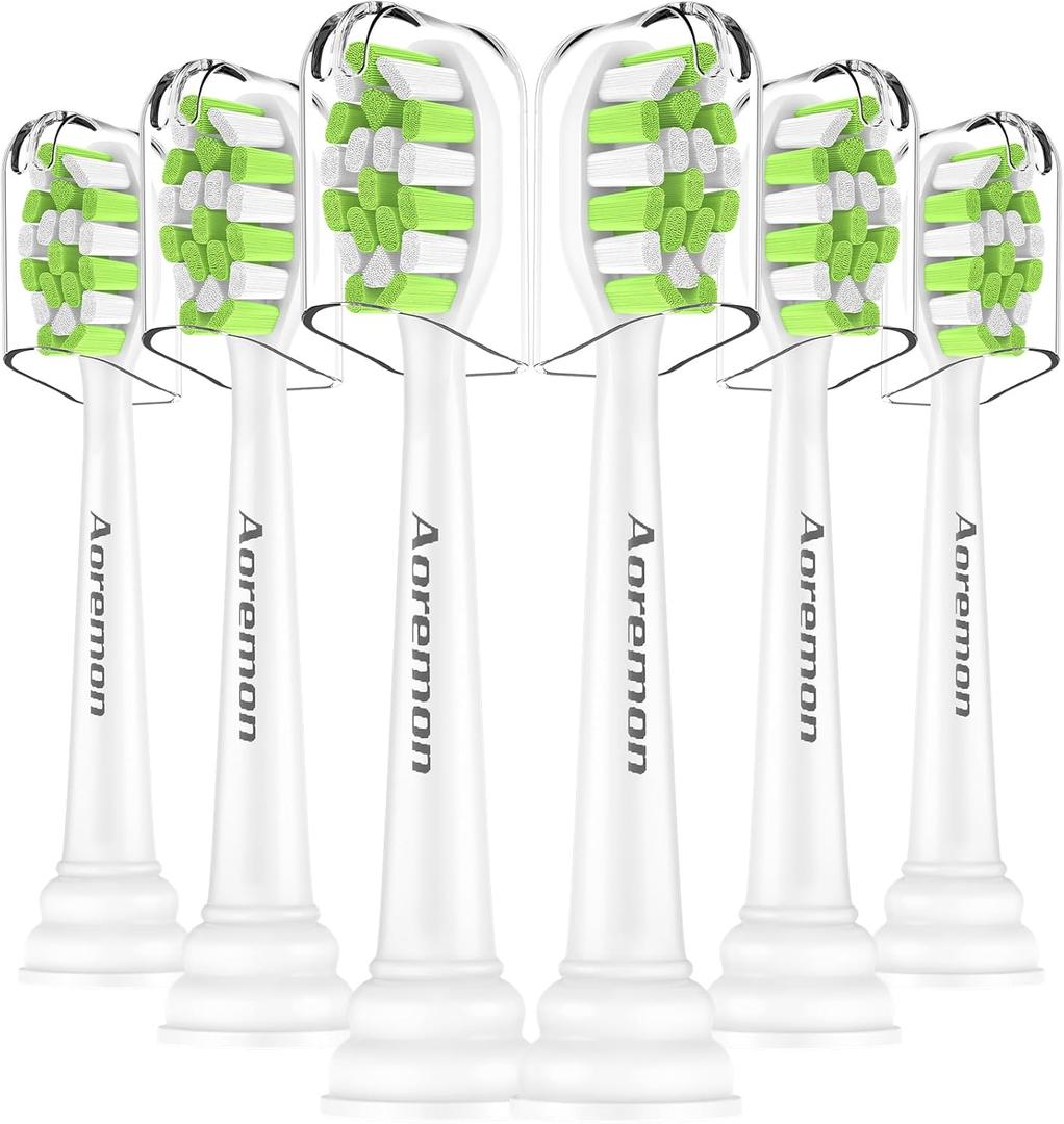 Aoremon Toothbrush Replacement Heads Compatible with Philips Sonicare 2 Series 3 Series ProtectiveClean 4100 5100 6100 W C2 C1 G2 G3 Brush Refill Heads Christmas Gifts for Family 6 Count, White (6 Count (Pack of 1))