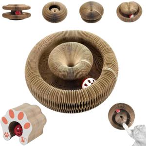 Kitty Curls Cat Toy,Magic Organ Cat Toy,Cardboard Cat Scratcher,Foldable Recyclable Cat Accordion Toy for Indoor Cat Playing,Interactive Scratch Pad with Toy Ball(1pc)