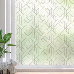 DKTIE Geometric Art Stained Glass Window Film Bathroom Window Privacy Film Frosted Glass Static Clings Non Adhesive with Installation Tools, Modern Home Improvement Style (S120, 35.4'' x 78.7'')