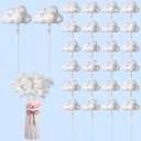 Tiangrid 60 Pcs 3D Glitter Cloud Decoration Sparkly Cupcake Topper Twinkle Cloud Pick Baby Shower Wedding Birthday Centerpieces Spring Home Decor Foam Decoration