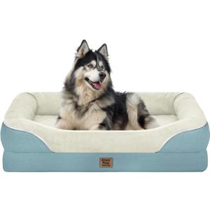 Washable Orthopedic Large Dog Bed - Dog Beds Large Sized Dogs with Removable Cover Waterproof Orthopedic XL Pet Bed with Bolster (Aqua Blue)