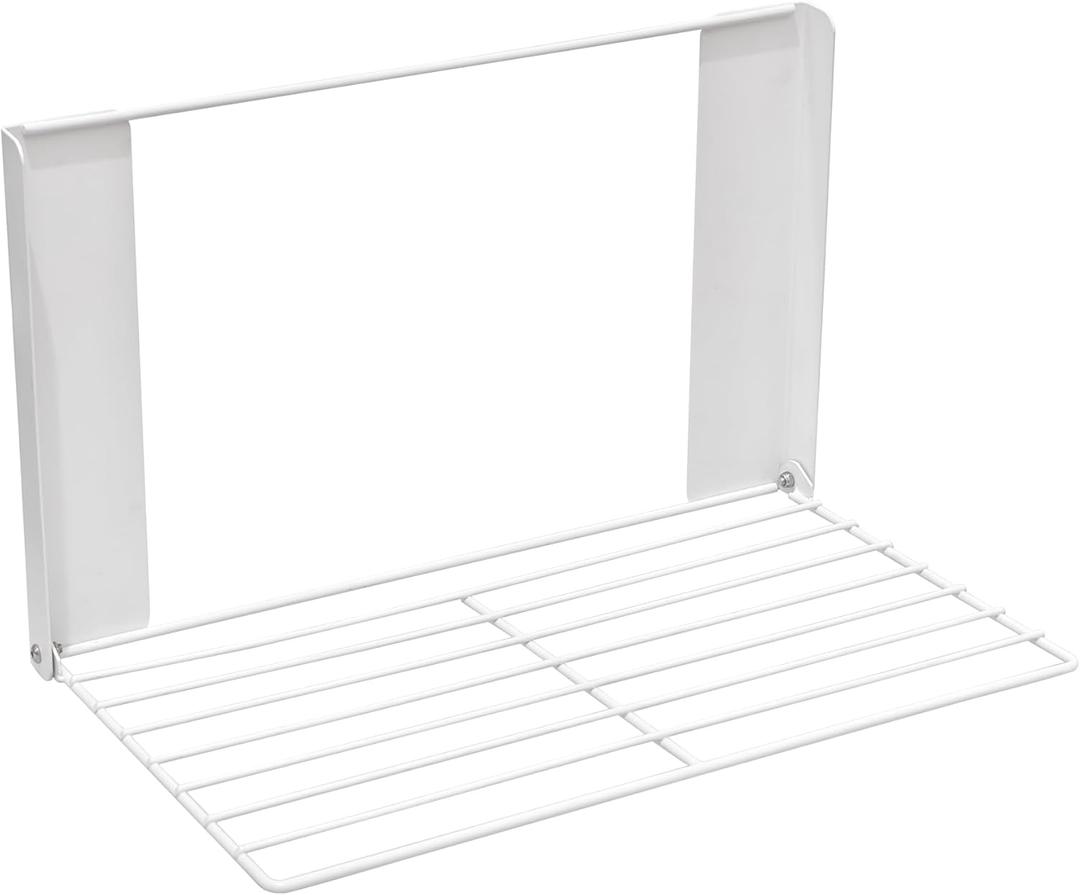 LEQ Clothes Drying Rack Magnetic Folding Shelf for Clothes and Towels, Magnet Rack Mount on Washing Machine Fridge, Durable Folding Rack for Laundry Room Bathroom Kitchen (White)