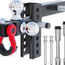 Ayleid Trailer Hitch Tri-Ball Mount with Anti-Theft Locking Hitch Pin&Hook&Rotatable Tow Shackle,Fits 2-in Receiver with 1-7/8-in,2-in,2-5/16-in Hitch Ball Adjustable with Shackle