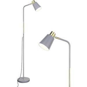 Floor Lamp, Industrial Floor Lamps for Living Rooms Rustic Farmhouse Reading Standing Floor Lamp Adjustable Metal Heads Indoor Task Lighting for Living Room Bedroom Office Home Dcor (Grey)