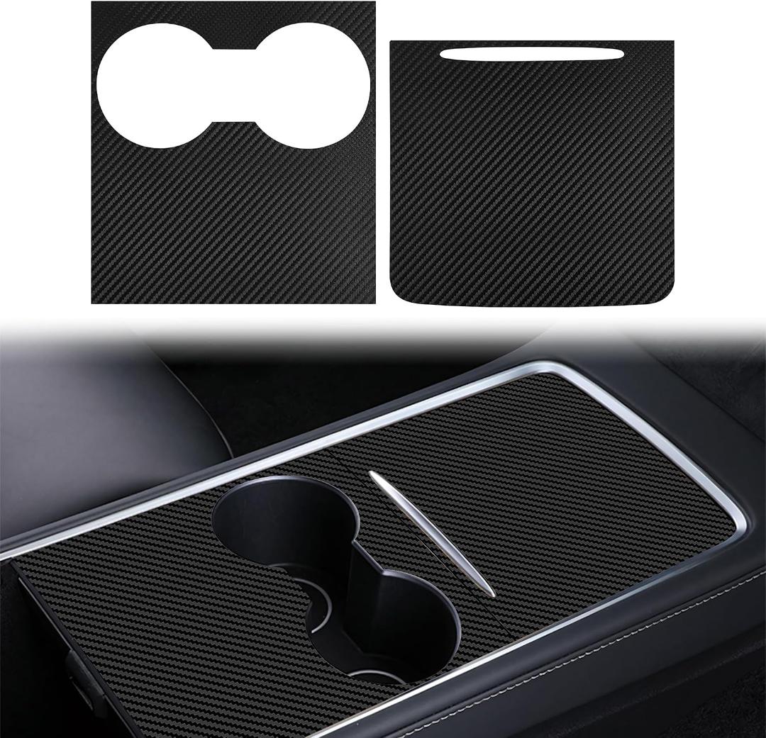 Center Console Wrap Carbon Fiber Texture for Tesla Model 3/Y 2021-2025,Console Cover for Tesla Interior Decor Accessories(Not for M3 Highland/My Juniper)