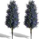 MGWILL 3FT Artificial Lavender Topiary Tree, Set of 2 Artificial Shrubs Fake Bushes with Spike, Faux Lavender Plants for Porch, Artificial Plants for Outdoor Planters Indoor UV Resistant