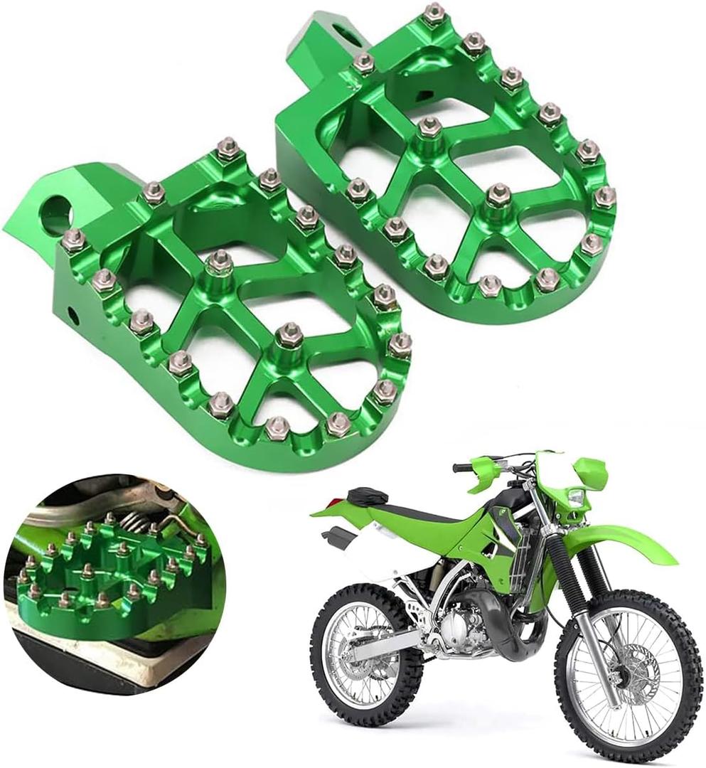 AnXin Footpegs Footrest Foot Pegs For KDX200 1995-2005 KDX200R 1997-2001 KDX220R 2002-2005 KDX250 1991-1994 KX125 KX250 1988-1996 KX500 1988-2004 Motorcycle (green)