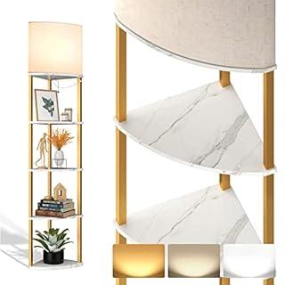 Floor Lamp with Shelves, 5-Tier Adjustable Corner Lamp,  Shade,Modern Floor Lamps for Living Room, Home Office & Bedroom