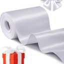 FAKILO White Satin Ribbon 4 Inch x 22 yd Wide for Grand Opening Business Cuttings Ceremony Bow Christmas Festival Decor