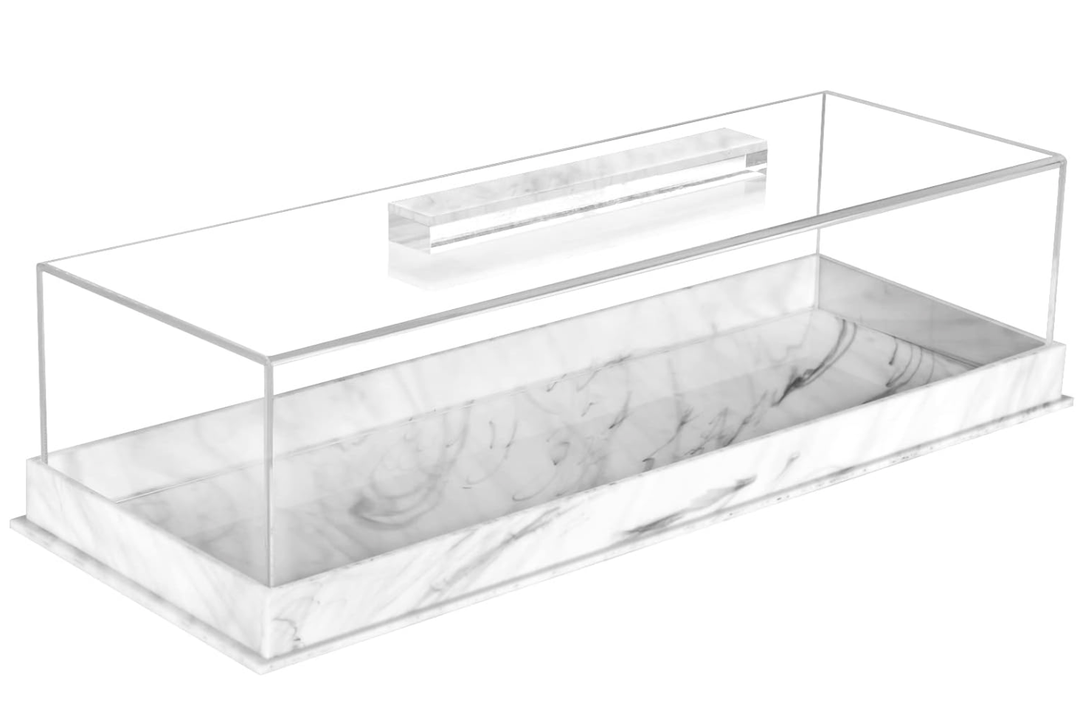 Rectangle Cake Tray with Lids, Clear Pastry Display Case, Dessert Holder Tray, Cake Stand, Cookie Display, Marble Pattern Plastic Cake Platter with Lucite Cover, Pastry Base