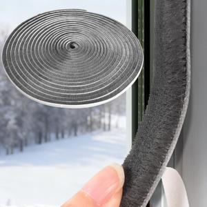 YoleShy 33 Ft Brush Weather Stripping Door Seal Strong Self-Adhesive Weather Stripping Window Seal Soundproofing Windproof Dustproof 0.35 in Wide x 0.35 in Thick, Grey