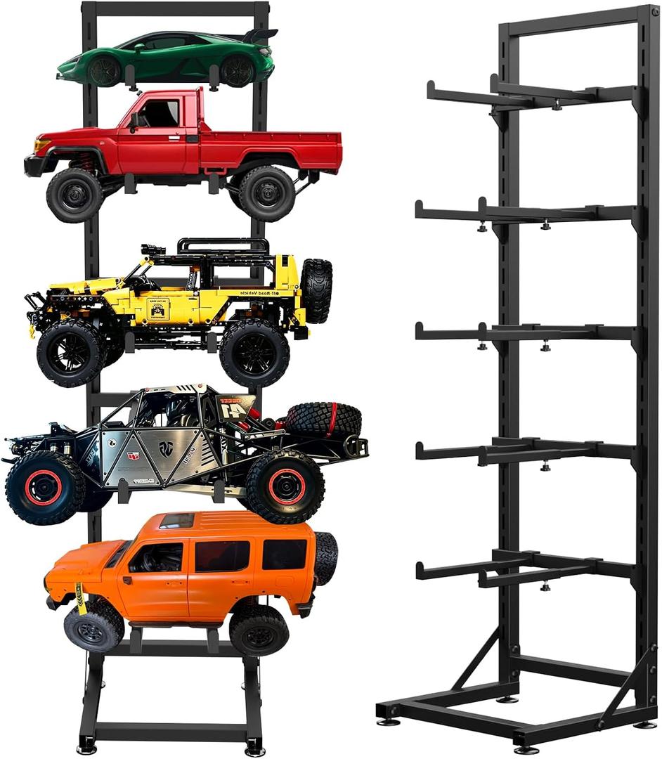 RC Car Stand Display Rack, Universal RC Model Display Shelf, Adjustable RC Car Show Stand for 1/6 1/10 1/12 1/18 1/24 FCX10 FCX24 FCX18 SCX24 SCX18 SCX10 Scale Cars Trucks