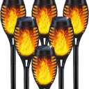 Solar Torch Lights Outdoor, IP65 Waterproof with Realistic Flickering Flame - Auto On/Off Garden Lights for Patio, Yard, Pathway, Enchanting Party Decor (6Pack)