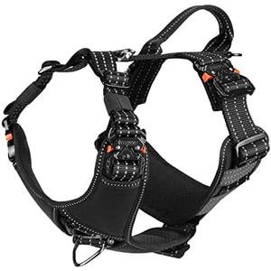 ICEFANG Dog Strap Harness with 4 x Metal Buckles,for Medium Sized Dog,K9 Vest,Y-Shape Chest,Adjustable Pet Harness,No-Pull Front Leash Clip (Medium (Pack of 1), Black)