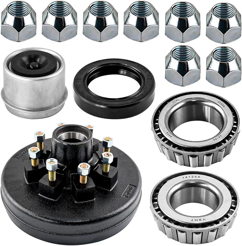 12"x 2" Trailer Brake Drum Kit 8 on 6.5" Replacement for 7000LBS,Trailer Brake Hub Drum Assembly Replaces 12" X 2" Trailer Brakes Drum Assembly