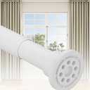 Tension Curtain Rod by EZFurni, 42 to 160 Inch, Extra Long Tension Rod for Windows, Heavy Duty Adjustable Curtain Rods for Windows, Room Divider Curtain Rod, Tension Rods for Bathroom, Anti-Slip,White