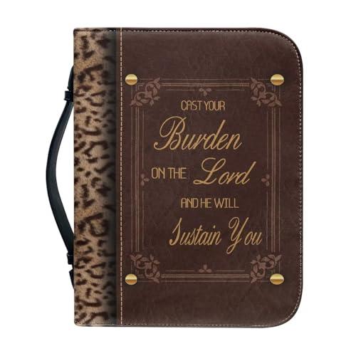 Cozeyat Inspirational Bible Quotes Bible Cover for Women Men with Handle&Zipper Waterproof Bible Bags for Standard Size Bible PU Leather Bible Accessories with Pen Slots Bible Gifts for Father Mother