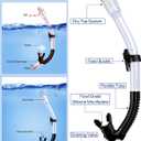 Ubekezele Snorkeling Gear for Adults Men Women,4 in 1 Snorkel Set with Panoramic View Diving Mask Anti-Fog Anti-Leak,Dry Top Snorkel,Fins and Travel Bag for Swimming,Snorkeling and Travel Diving, White ML/XL