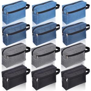 12 Pcs Travel Toiletry Bag for Women Men Large Water Resistant Shaving Bag Hanging Cosmetic Bags with Handle and Divider Storage Travel Pouch Case for Cosmetics Toiletries Accessories, 4 Colors