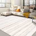 Nakagishi Area Rugs 9x12 Living Room: Washable Boho Large Neutral Modern Soft Farmhouse Rug Stain Resistant Indoor Floor Non-Slip Carpet for Bedroom Nursery Kids Playroom Office Dining Room- Brown