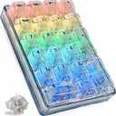 SOLAKAKA K21 RGB Backlit Tri-Mode Transparent Wireless Mechanical Number Pad Supports 3 BT/2.4GHz/Type C Wired,Hot Swappable 21 Keys Mechanical Numpad with Transparent Keycaps White