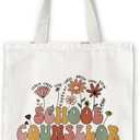 School Counselor Canvas Tote Bag - Thank You Gifts for Guidance Counselor, Teacher Reusable Bag for Shopping Work