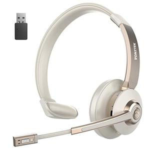 Wireless Headset, Bluetooth Headphones with Microphone Noise Canceling & Mute, Trucker Bluetooth Headset with USB Dongle for Cell Phone Computer Zoom Meetings Office Remote Work Call Center