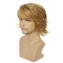 Mens Blonde Wig Short Layered Natural Fluffy Wig Synthetic Heat Resistant Halloween Cosplay Hair Wig