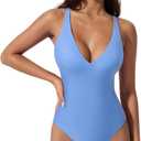 SUUKSESS Women Sexy Low Back One Piece Swimsuit Slimming Tummy Control Bathing Suit, S