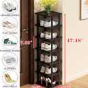 Vertical Shoe Rack - Tall Narrow Shoe Rack Organizer for Small Spaces,7 Tier Bamboo Shoen Shelf for Entryway,Closet,Corner,Doorway,Skinny Shoe Shelf Space Saving Shoe Storage,Free Stackable DIY