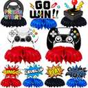 9 PCS Video Game Honeycomb Table Centerpiece Game Party Table Toppers Decorations for Video Game Theme Birthday Party Kids Boys Girls Supplies by Oiuyamn