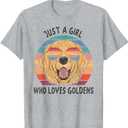 Girl Who Loves Golden Retrievers Dogs T-Shirt (Small)