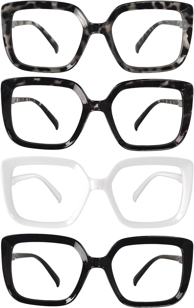 Eyekepper Reading Glasses for Women 4-Pack Large Frame Readers Eyeglasses Oversize +1.00