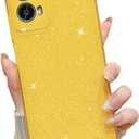 MINSCOSE for Motorola Moto G 5G 2024 Case,Cute Super Vibrant Neon Glitter Shiny Bling Sparkly Glossy Girly Case Thin Slim Shockproof Camera Protection Cover for Women Girl for Moto G 5G-Yellow