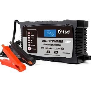 KATBO Automatic Battery Charger 12V 6V Auto-Voltage Detection, Automotive Battery Charger 2Amp 6 Amp Lead Acid Batteries Float Charger Maintainer for Motorcycle Car Boat Marine Lawn Mower ATV Toy Car