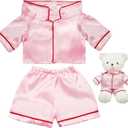 Skicuff 2 Pcs Bear Clothes Outfit Fit Most 12-16 Inch Stuffed Clothing Cute Plush Doll Clothes Plushy Bear Pajamas for Stuffed Make Your Own Plush Bears(Solid Style,Pink)